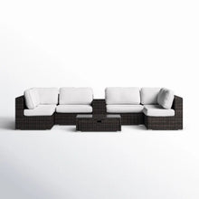 Load image into Gallery viewer, Elegant 4 Person Wicker Patio Seating Set With Cushions And Glass Top Table
