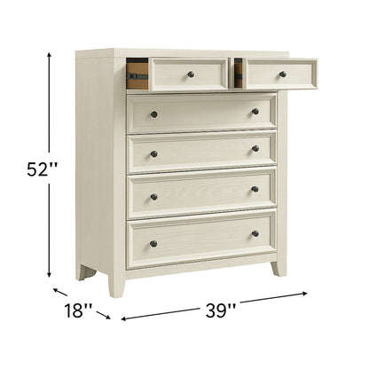 6 Drawer Chest With Knobs And Smooth Slides - White
