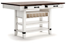 Load image into Gallery viewer, Valebeck - 5 Pc. - Counter Table With Wine Rack, 4 Swivel Stools - White / Brown
