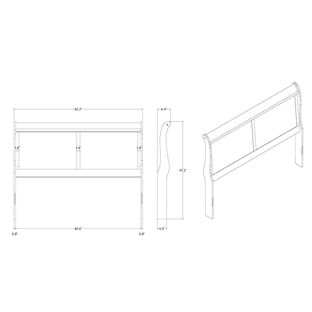 Charlston - Modern Sleigh Design Bed With LED