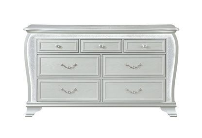 Aria - 5 Piece Queen Bedroom Set (Bed, Dresser & Mirror, Nightstand, Chest) - Silver
