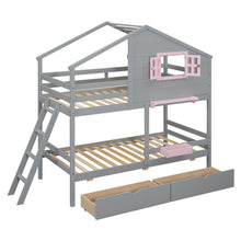 Load image into Gallery viewer, Bunk Bed With Playhouse Roof And Window
