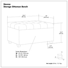 Load image into Gallery viewer, Sienna - Transitional Storage Ottoman Bench
