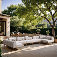 Load image into Gallery viewer, Laguna - 7 Piece Resilient Water Resistant Fabric 142" Upholstered Outdoor Patio Modular Sectional
