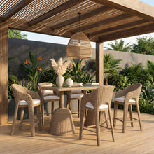 Load image into Gallery viewer, Seacrest - Tempered Glass Top And Wicker Outdoor Patio Bar Height Table

