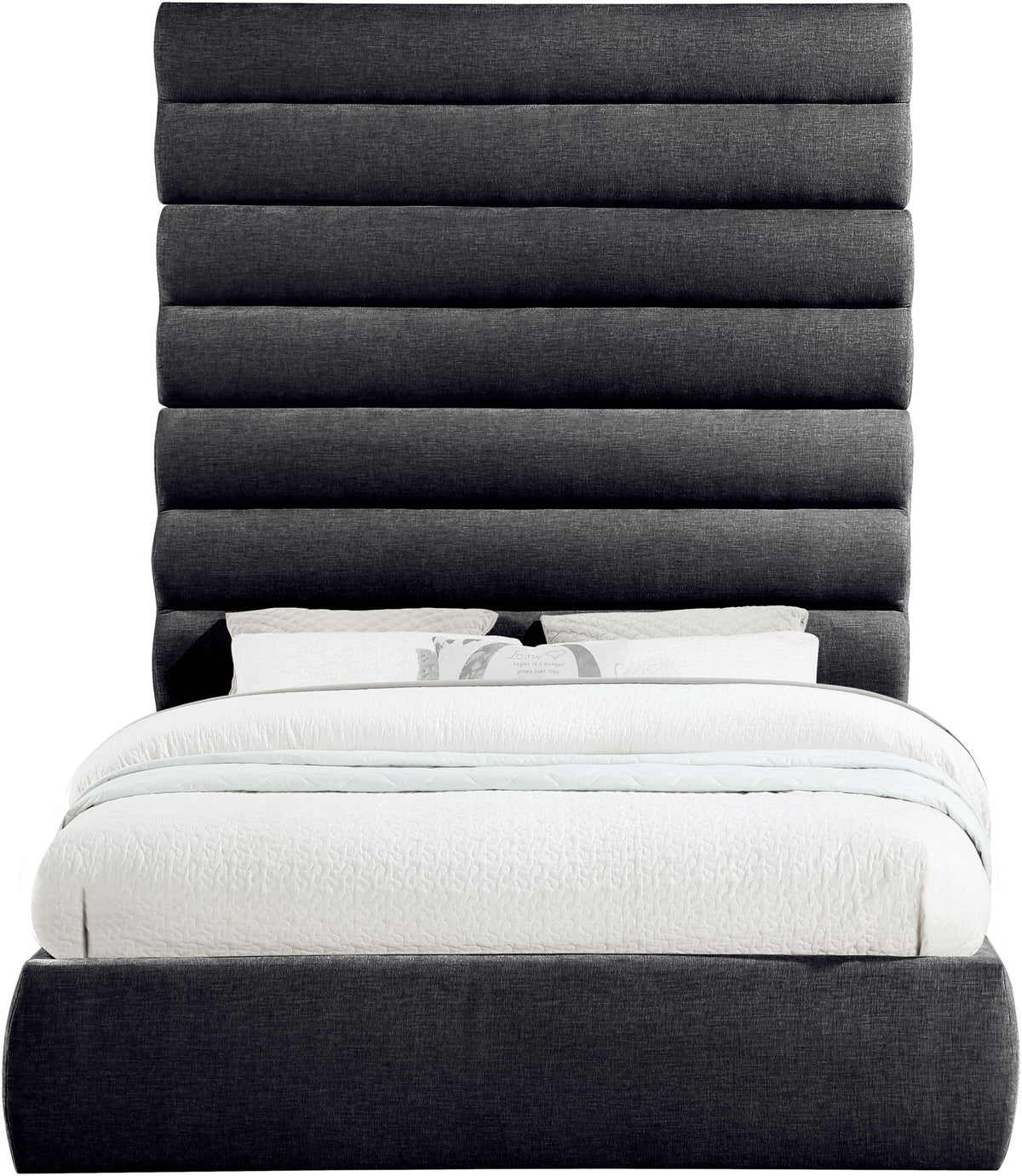 Adam - Chenille Fabric Bed With 89" Headboard