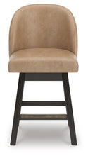Load image into Gallery viewer, Neymorton - Upholstered Swivel Faux Leather Barstool (Set of 2) - Dark Grayish Brown
