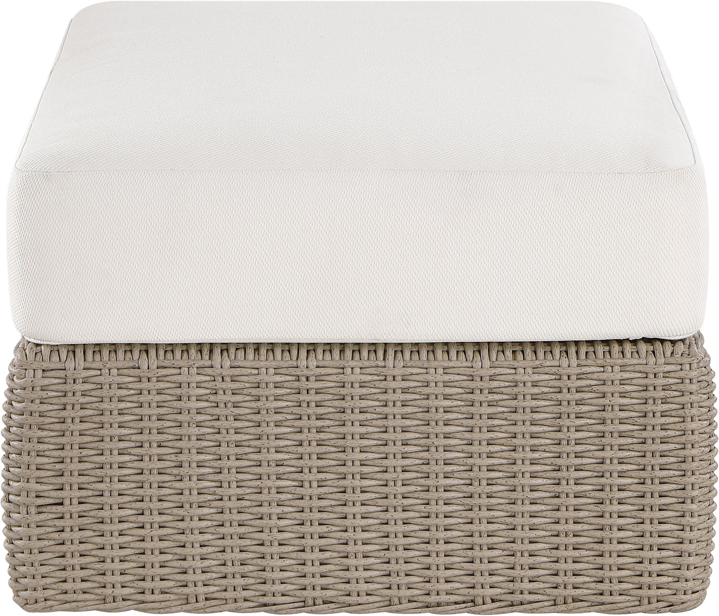 Seacrest - Olefin Water Resistant Fabric And Wicker Outdoor Patio Ottoman/Coffee Table