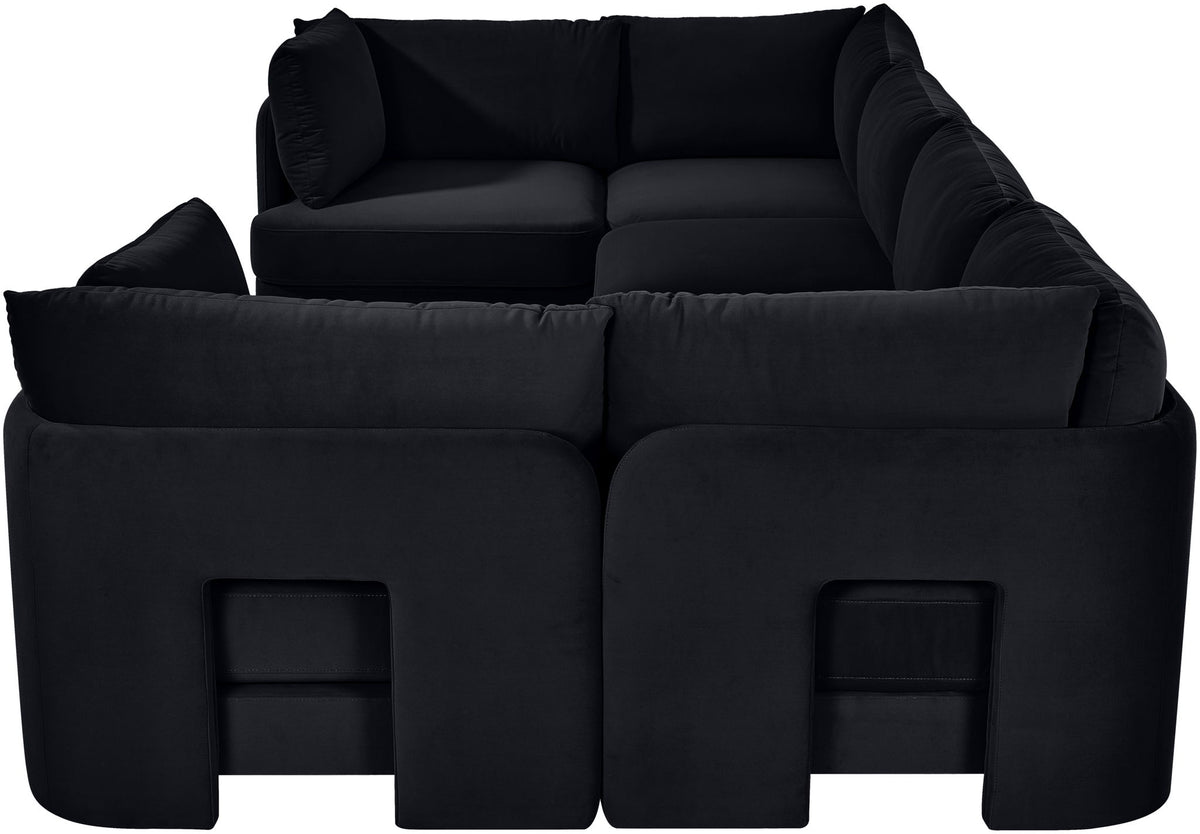 Hammond - Velvet Performance Fabric Upholstered 6 Piece U-Shaped Sectional