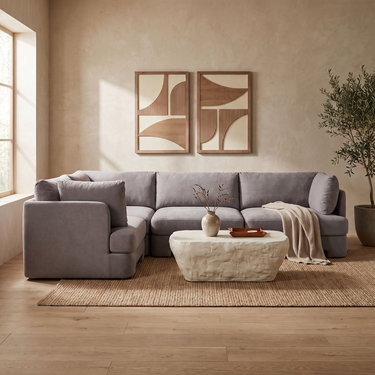 Hammond - Velvet Performance Fabric Upholstered 4 Piece Sectional