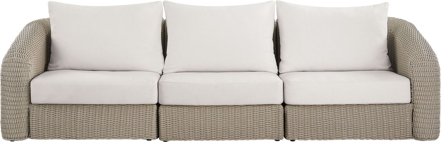 Seacrest - Olefin Water Resistant Fabric And Wicker 3 Piece Outdoor Patio Modular Sofa