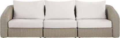Seacrest - Olefin Water Resistant Fabric And Wicker 3 Piece Outdoor Patio Modular Sofa