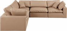 Load image into Gallery viewer, Comfy - 5 Piece Faux Leather Modular Corner Sectional - Tan
