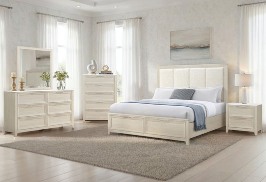 Mariah - 5 Piece King Bedroom Set (Bed, Dresser & Mirror, Nightstand, Chest) - Beige