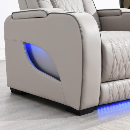 U71 - Power Reclining Sofa With Power Headrest, Reading Light, Massage, Heat, Ambient Lighting - Gray