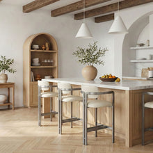 Load image into Gallery viewer, Aurum - Vegan Leather Upholstered Counter Stool With Gray Base
