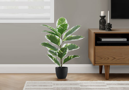 27" Tall, Artificial Plant, Rubber, Indoor, Faux, Fake, Table, Greenery, Potted, Real Touch, Decorative - Green / Black