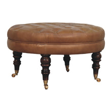 Load image into Gallery viewer, Buffalo - Round Ottoman With Castor Legs - Brown
