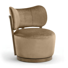 Load image into Gallery viewer, Elara - Velvet Upholstered Swivel Accent Chair - Stained Brown
