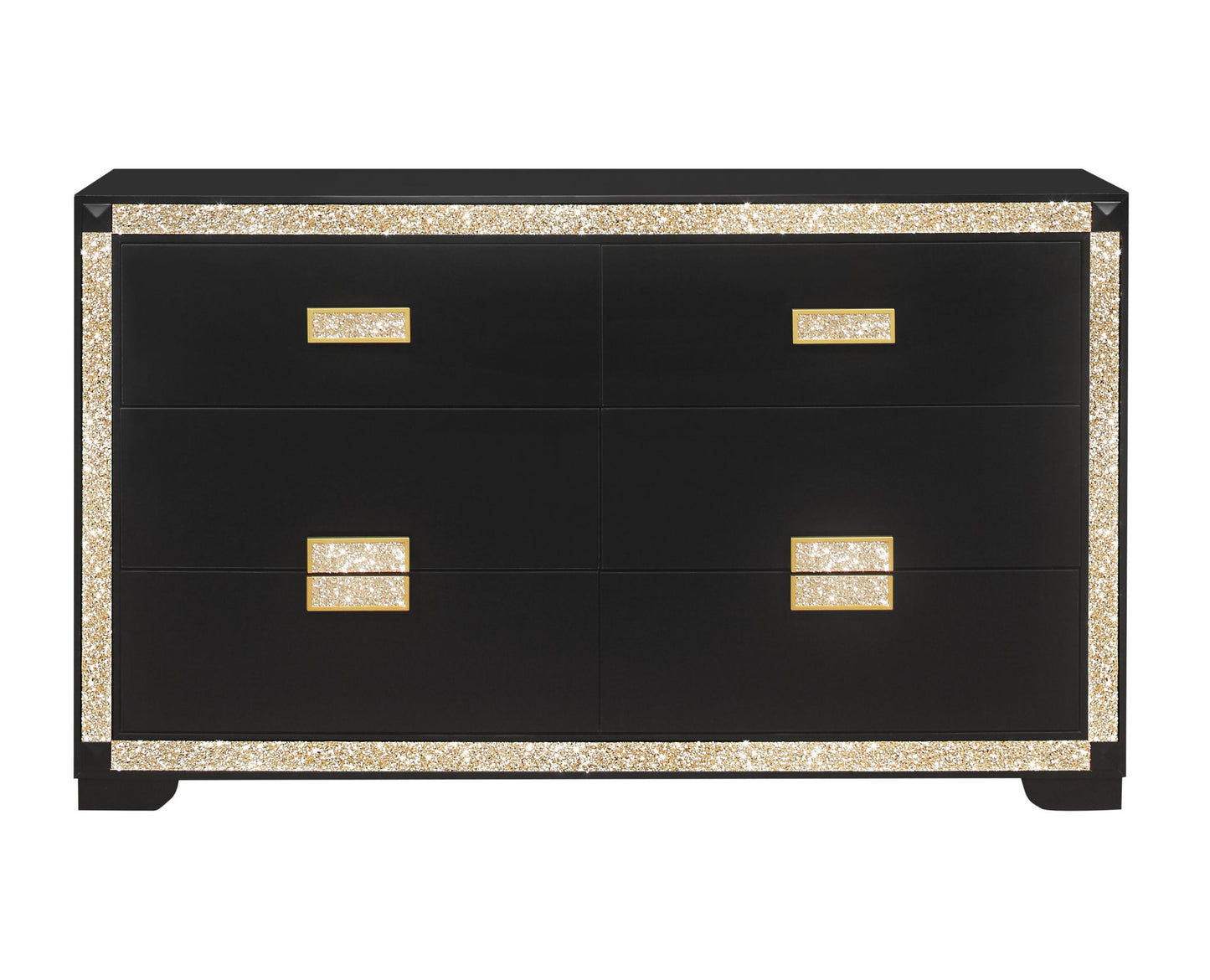 Blake - 4 Piece Full Bedroom Set (Bed With Lamps, Dresser, Mirror, Nightstand) - Black / Gold