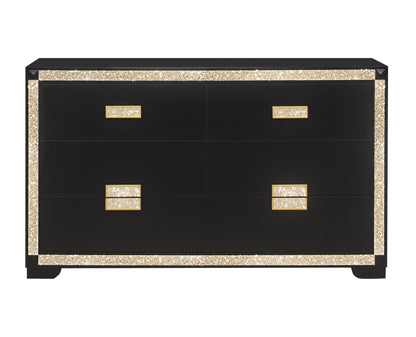 Blake - 4 Piece Full Bedroom Set (Bed With Lamps, Dresser, Mirror, Nightstand) - Black / Gold