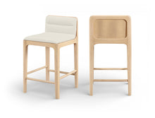 Load image into Gallery viewer, Ellis - Vegan Leather Upholstered Counter Stool (Set of 2) - Natural Base
