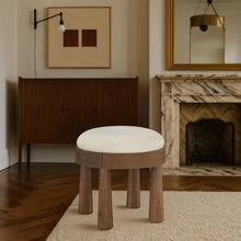 Load image into Gallery viewer, Larea - Linen Textured Fabric Upholstered Ottoman - Walnut Base
