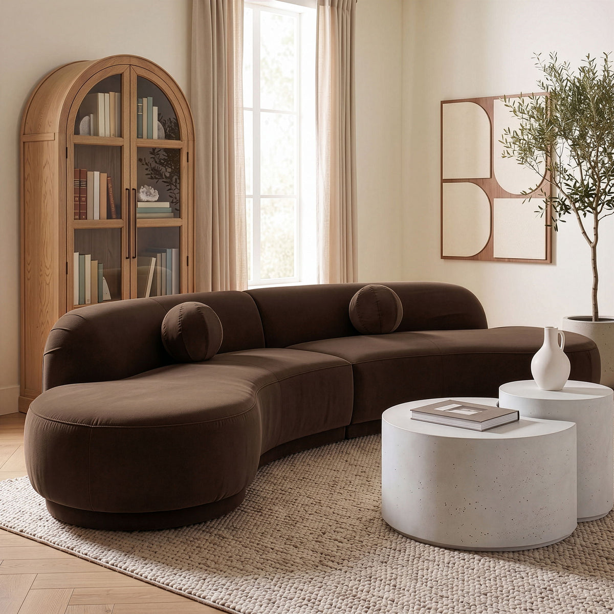 Avra - 146" Velvet Performance Fabric Upholstered Sectional