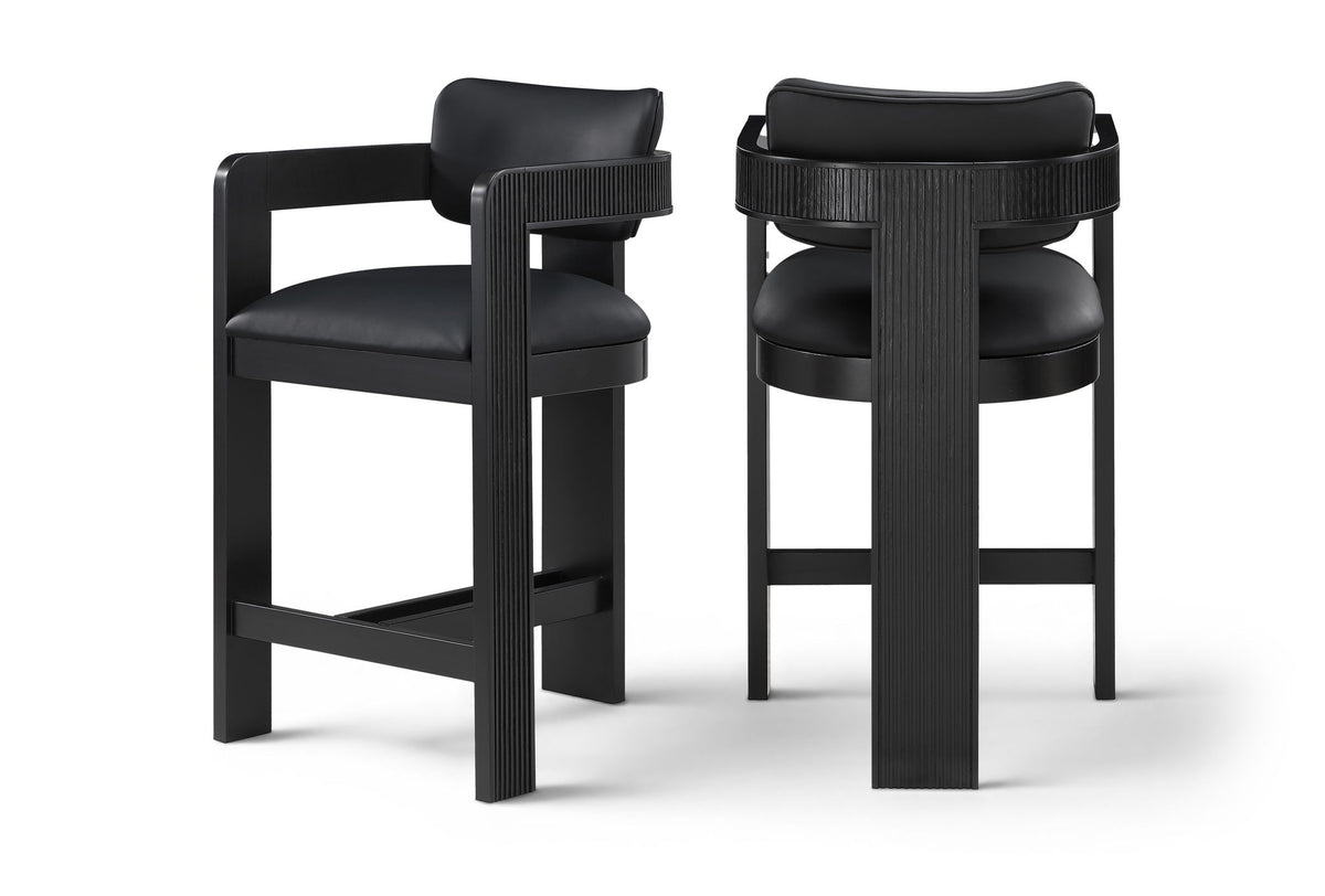 Sacha - Vegan Leather Upholstered Counter Stool With Black Base