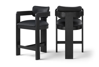 Sacha - Vegan Leather Upholstered Counter Stool With Black Base