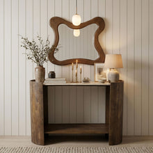 Load image into Gallery viewer, Solstice - Travertine And Mango Wood Table
