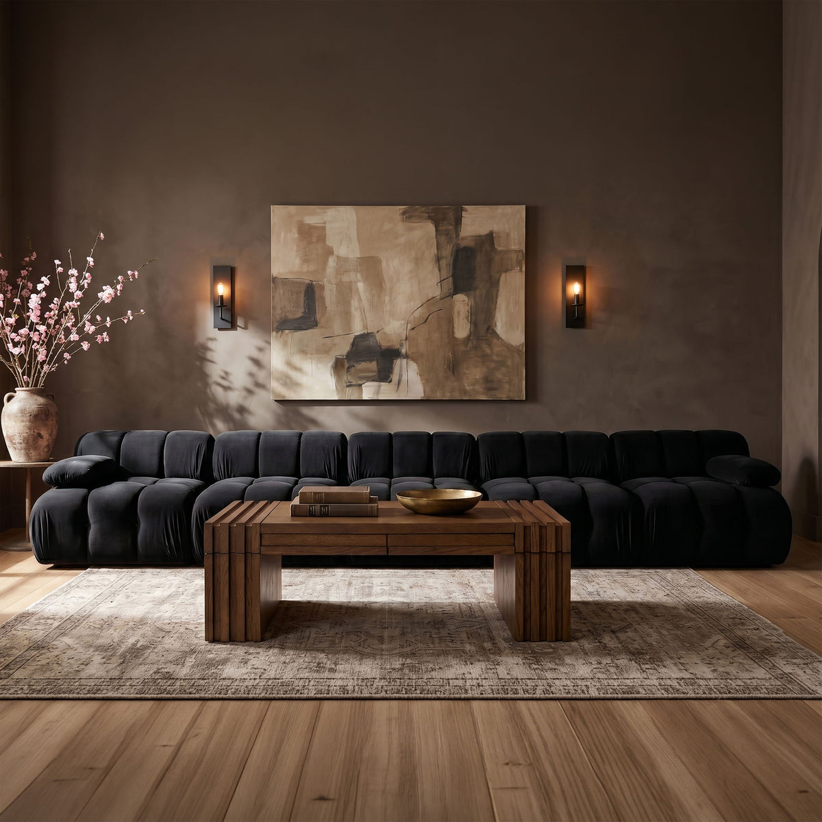 Orin - Velvet 5 Piece Modular Armless Sofa