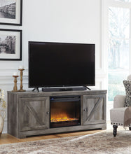 Load image into Gallery viewer, Wynnlow - 63" TV Stand With Glass/Stone Fireplace Insert - Gray
