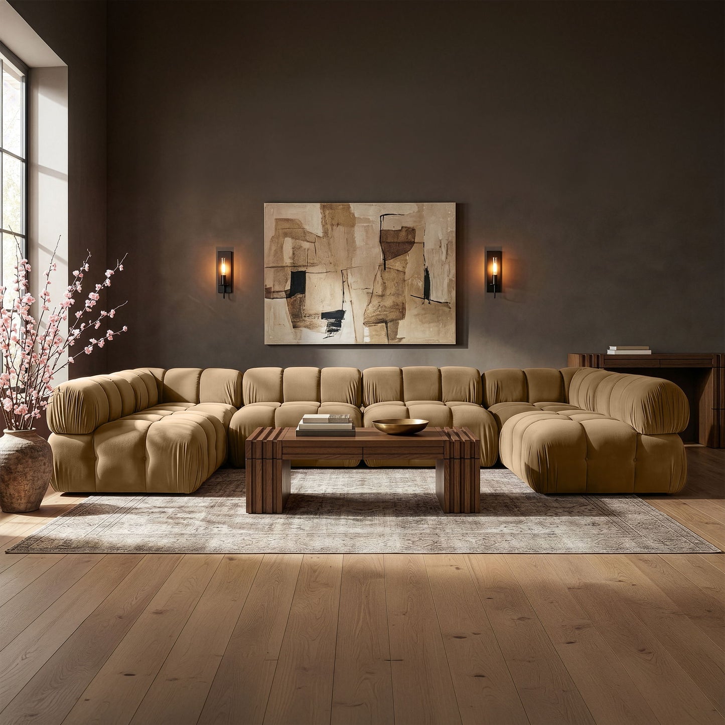 Orin - U-Shaped Velvet 6 Piece Modular Sectional