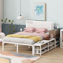 Load image into Gallery viewer, Platform Bed With 2 Tier Storage Shelves, Storage Cabinet
