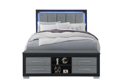 Emma- Queen Bed/King Bed Siderail - Gray / Black