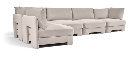 Hammond - Velvet Performance Fabric Upholstered 5 Piece L-Shaped Sectional - Ego Home Furniture