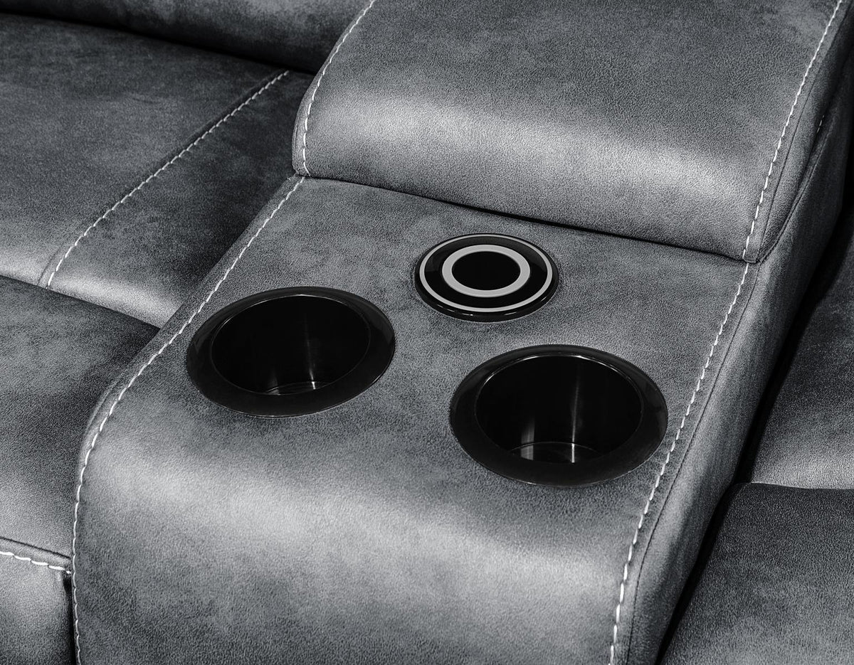 U121 - Motion Loveseat With Bluetooth Speaker, Wireless Charger - Gray
