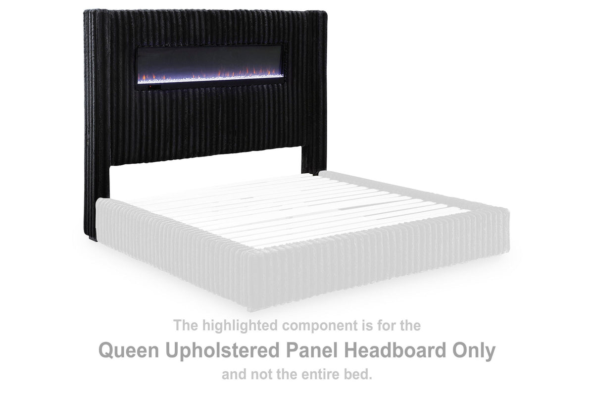 Tayleena - Queen Upholstered Panel Headboard - Black