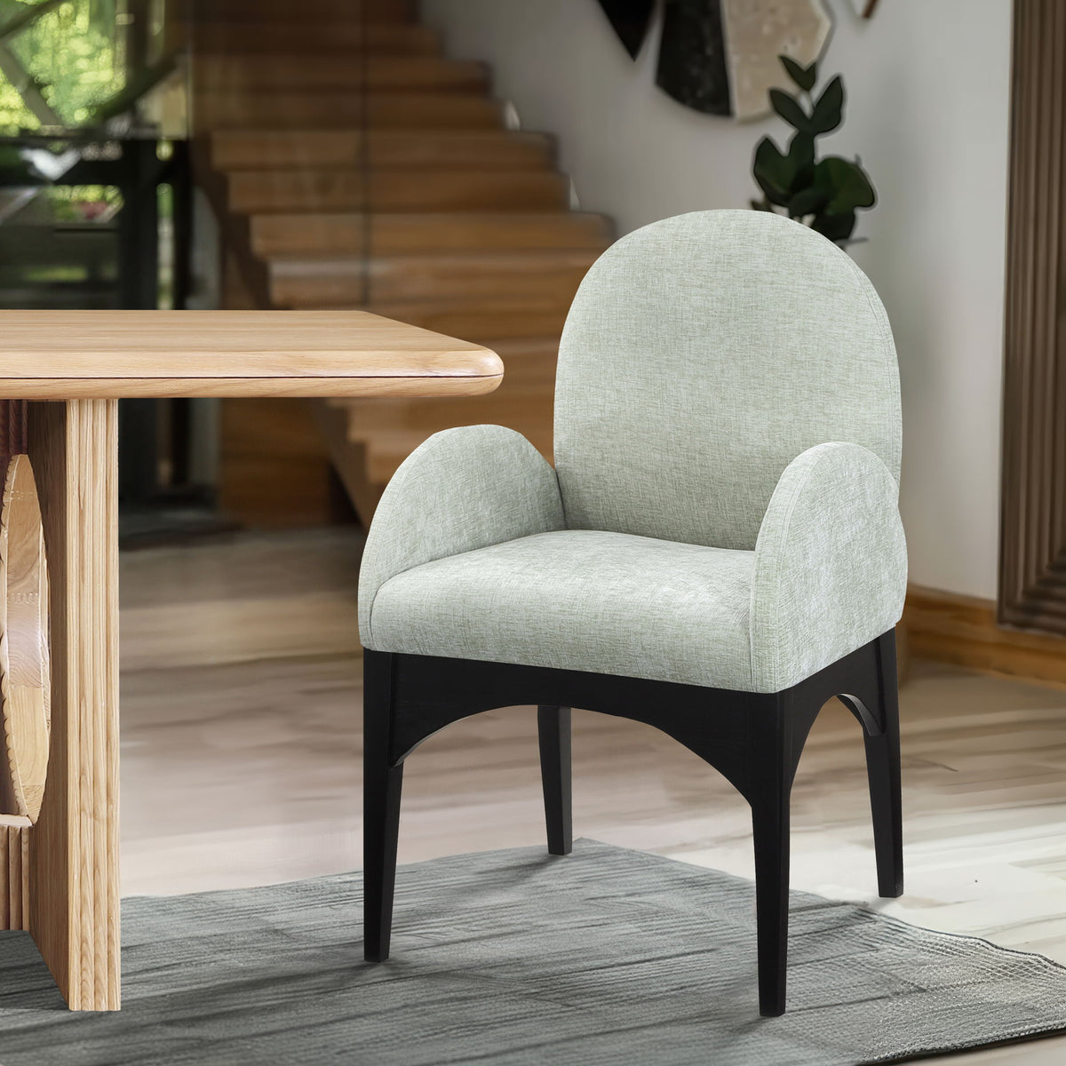Waldorf - Chenille Dining Arm Chair With Black Legs