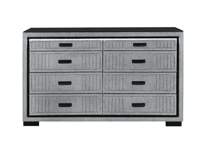 Isabella - 5 Piece Queen Bedroom Set (Queen Bed With LED, TV Lift, Bluetooth Speaker And Firpeplace Crystal) - Gray