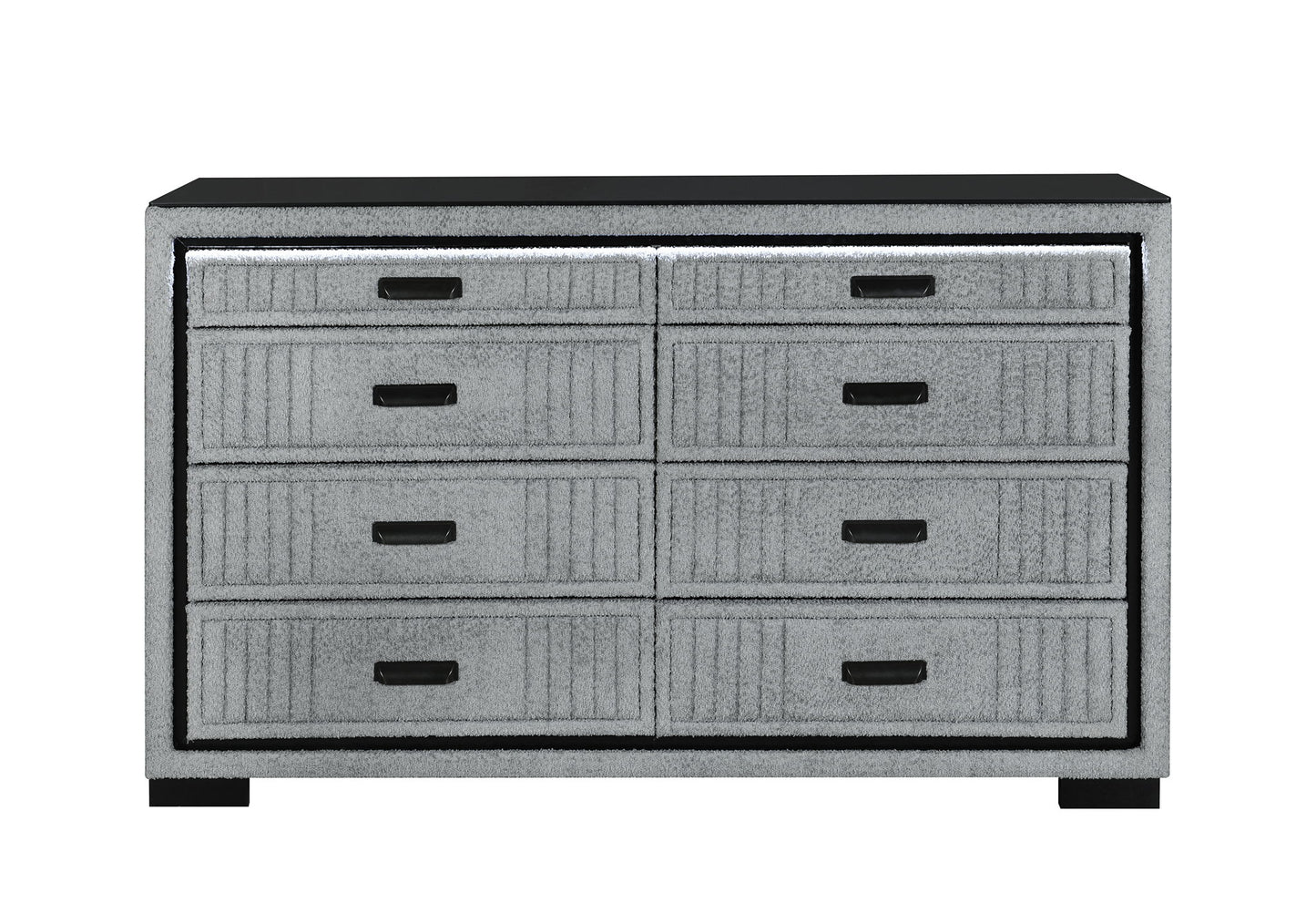 Isabella - 5 Piece King Bedroom Set (King Bed With LED, TV Lift, Bluetooth Speaker And Firpeplace Crystal) - Gray