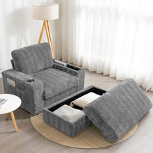 Load image into Gallery viewer, Oversized Chaise Lounge Indoor Rabbit Fur Sofa Bed With Storage Ottoman And Armrests Cup Holders With Deep Seat
