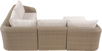 Seacrest - Olefin Water Resistant Fabric And Wicker 5 Piece Outdoor Patio Modular Sectional