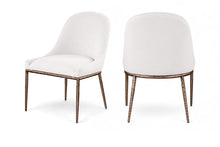 Load image into Gallery viewer, Ferro - Linen Textured Performance Fabric Upholstered Dining Side Chair - Cream / Brushed Bronze
