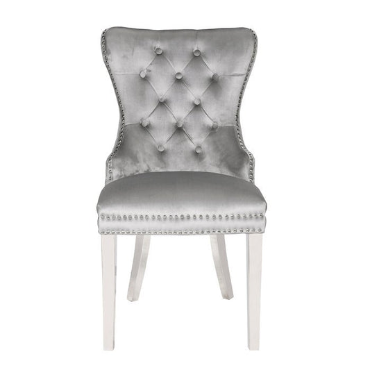 Galaxy Home Erica Stainless Steel Legs Dining Chair (Set of 2) in Light Grey