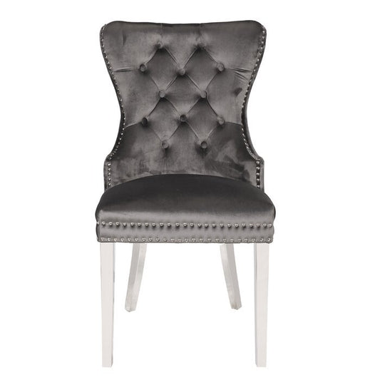 Galaxy Home Erica Stainless Steel Legs Dining Chair (Set of 2) in Dark Gray