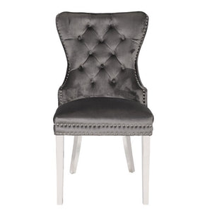 Galaxy Home Erica Stainless Steel Legs Dining Chair (Set of 2) in Dark Gray