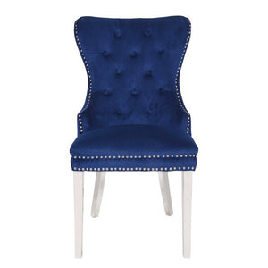 Galaxy Home Erica Stainless Steel Legs Dining Chair (Set of 2) in Blue