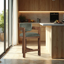 Load image into Gallery viewer, Sacha - Velvet Stool With Brown Base
